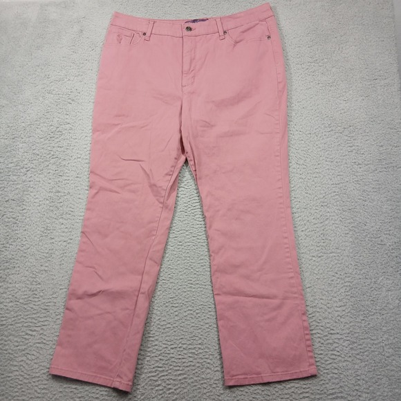 Gloria Vanderbilt Women's Amanda 2.0 Slim Leg Pants Size 18 Short Pink Stretch - Picture 1 of 7